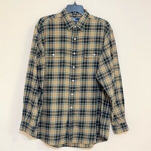 Polo Ralph Lauren Whitfield Flannel Shirt Long Sleeve Size Large 100% Cotton